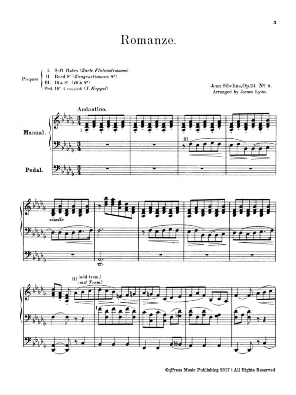 Sibelius, Romanze, Op.24 #9 (for organ)-p3