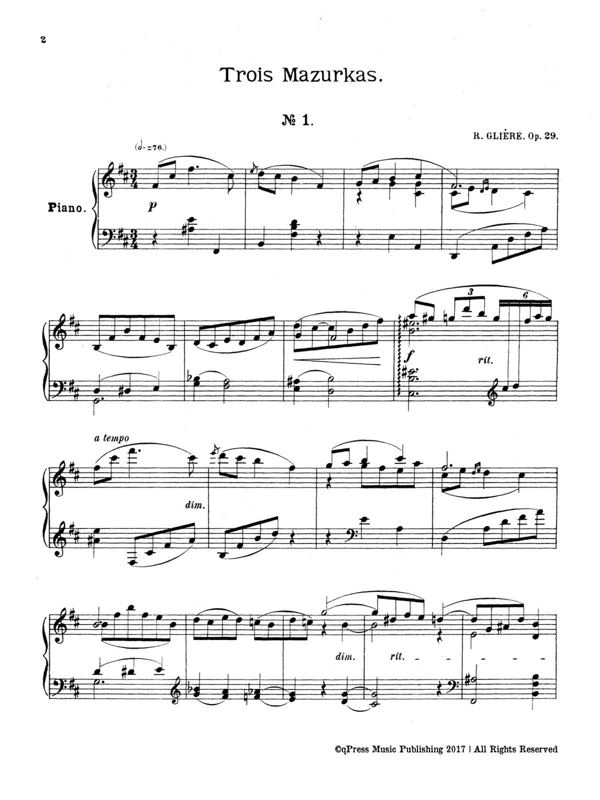 Gliere, 3 Mazurkas, Op.29-p2