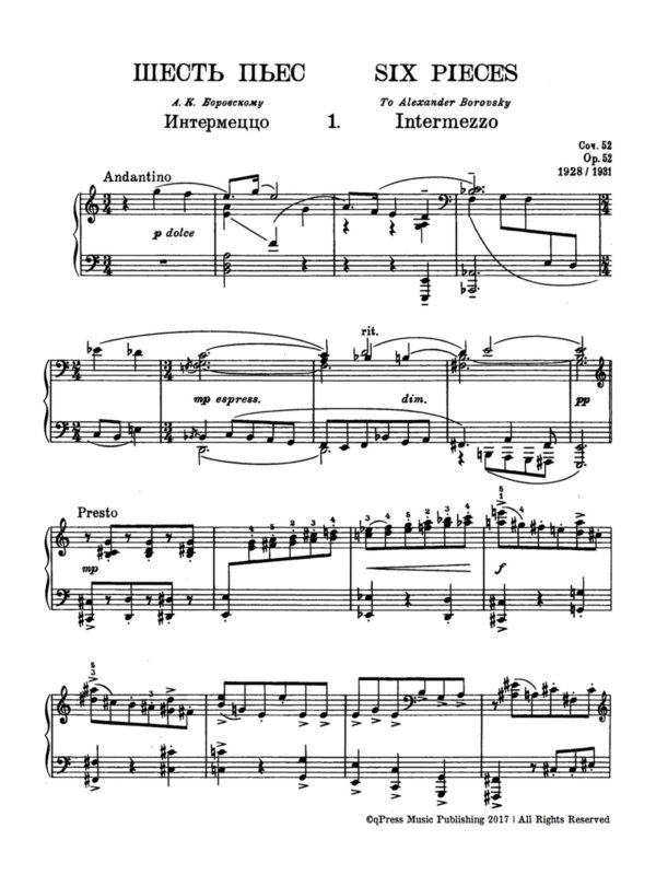 Prokofiev, 6 Pieces for Piano, Op.52-p02