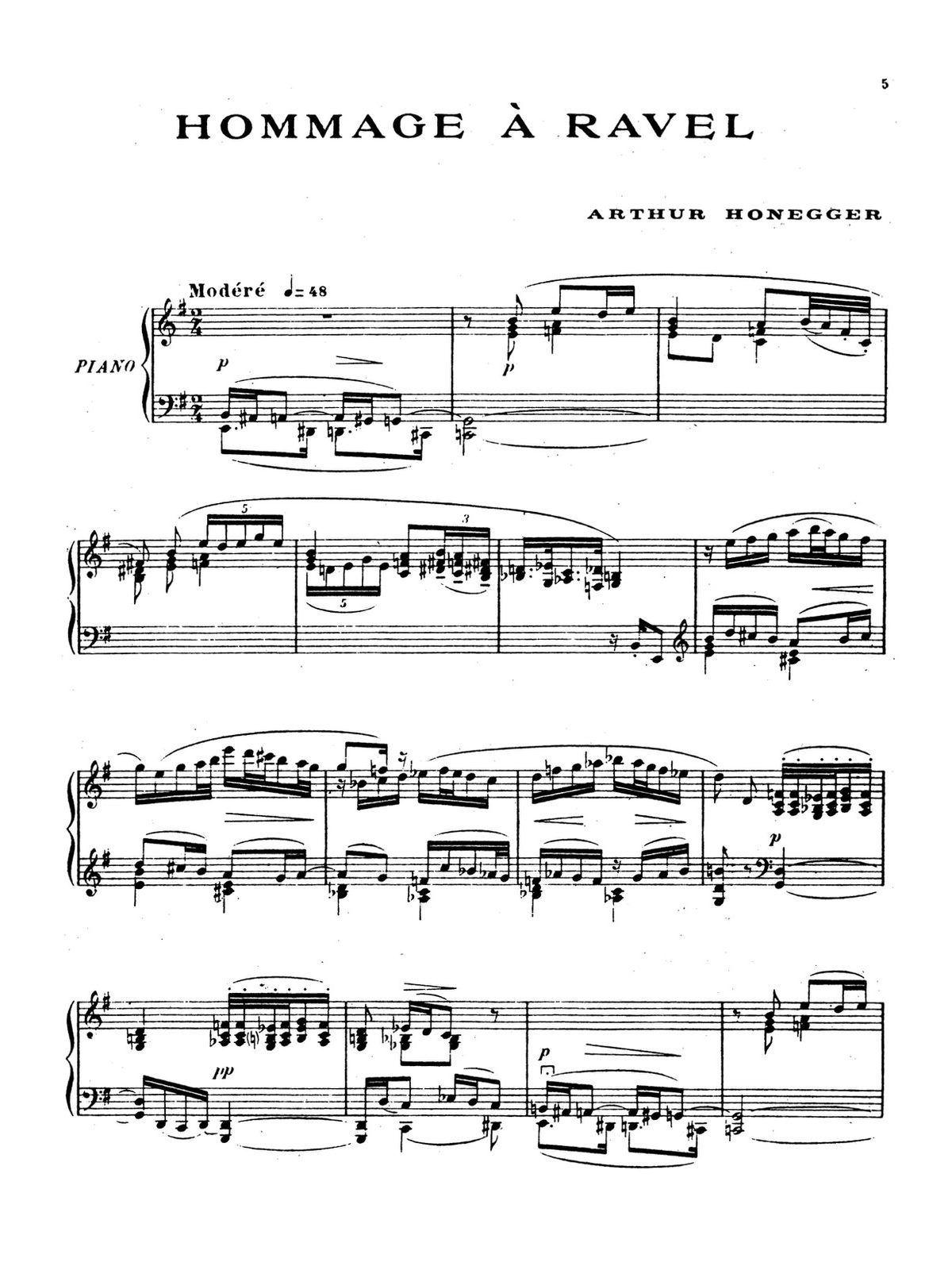 Honegger, 3 Pieces for Piano H.23-p05