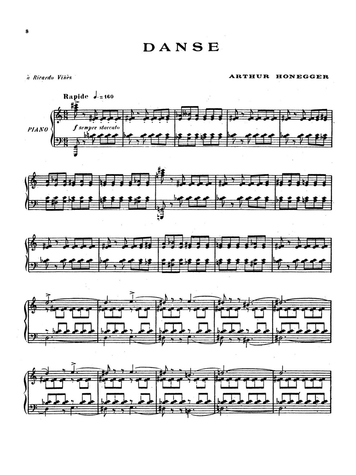 Honegger, 3 Pieces for Piano H.23-p08