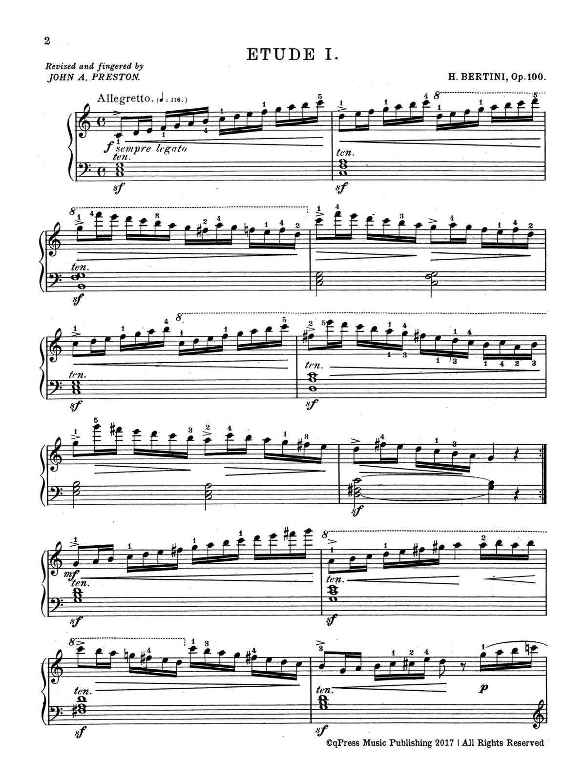 Bertini, 25 Easy Etudes Without Octaves for Piano, Op.100-p02